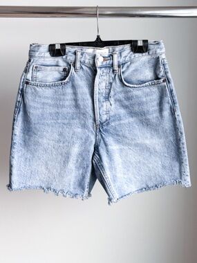 Aritzia Denim Forum The Joni Loose Mid-Length Shorts High Rise Button Fly 27”